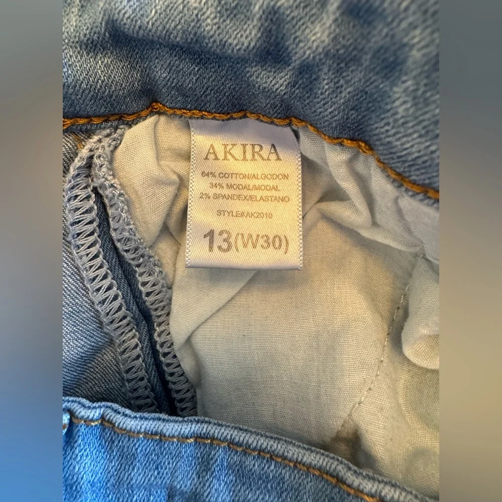 AKIRA Light Blue Skinny Jeans with Tie Accents